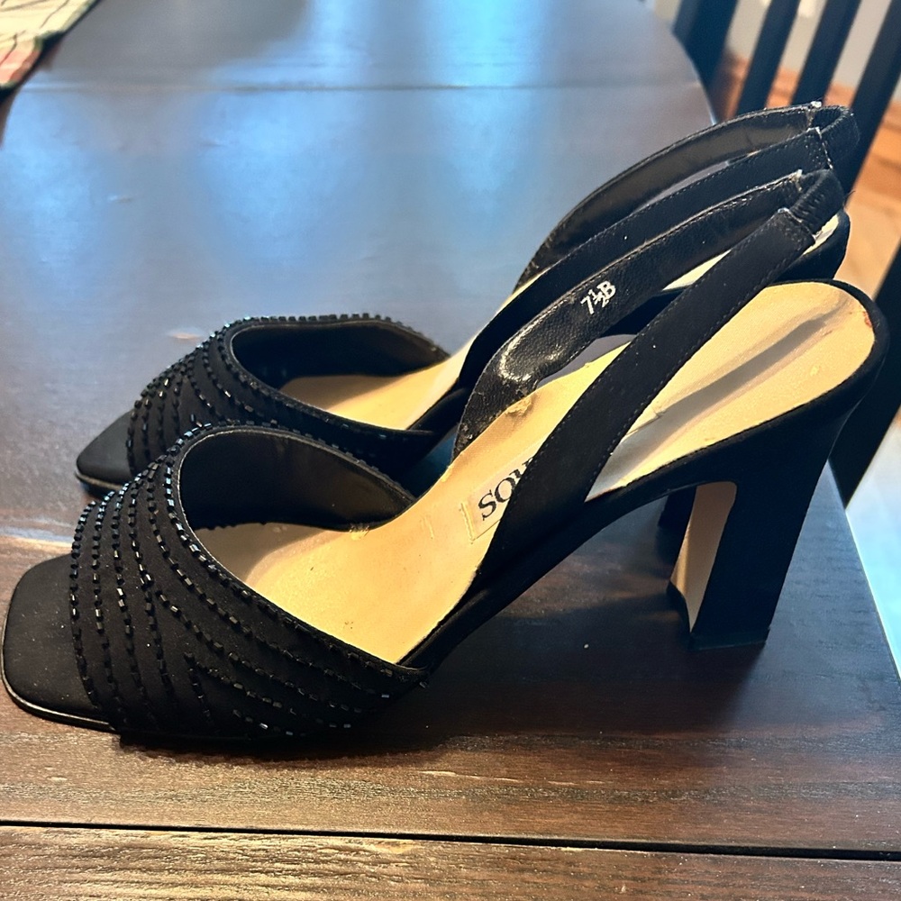 Caparros Black Beaded Slingback Heels